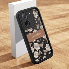 Ucuc Xiaomi 13T PRO/13T Uyumlu Siyah Silikon Kılıf Retro Çiçek Desenli Darbeye Dayanıklı Lens Koruma