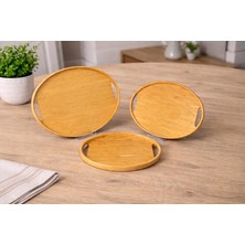 YDGR 3’lü Bambu Tepsi Seti – Servis ve Sunum Tepsisi, Ince Kenar