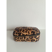 Maykis Leopar Desenli Kutu Seyahat ve Makyaj Çantası