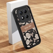 Ucuc Xiaomi Redmi Note 14 Pro Plus 5g Uyumlu Siyah Silikon Kılıf Retro Çiçek Desenli Darbeye Dayanıklı Lens Koruma