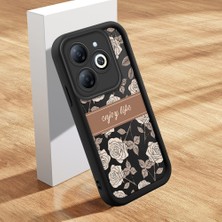 Ucuc Infinix Smart 8/smart 8 Pro Uyumlu Siyah Silikon Kılıf Retro Çiçek Desenli Darbeye Dayanıklı Lens Koruma