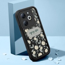 Ucuc Infinix Smart 8/smart 8 Pro Uyumlu Siyah Silikon Kılıf Retro Çiçek Desenli Darbeye Dayanıklı Lens Koruma