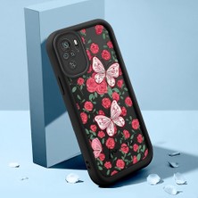 Ucuc Xiaomi Redmi Note 10/10S Uyumlu Siyah Silikon Kılıf Çiçek ve Kelebek Desenli Darbeye Dayanıklı Lens Koruma