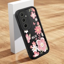 Ucuc Samsung Galaxy A35 Uyumlu Siyah Silikon Kılıf Çiçek ve Kelebek Desenli Darbeye Dayanıklı Lens Koruma