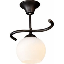 Kuzenler Modern Siyah Kasa Tekli Beyaz Cam Avize