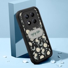 Ucuc Xiaomi Redmi Note 14 Pro Plus 5g Uyumlu Siyah Silikon Kılıf Retro Çiçek Desenli Darbeye Dayanıklı Lens Koruma
