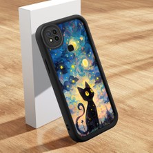 Ucuc Xiaomi Redmi 9C/10A Uyumlu Siyah Silikon Kılıf Van Gogh Gökyüzü Desenli Darbeye Dayanıklı Lens Koruma