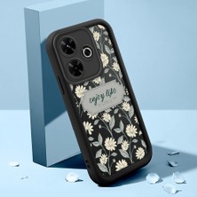 Ucuc Xiaomi Redmi 13 5g Uyumlu Siyah Silikon Kılıf Retro Çiçek Desenli Darbeye Dayanıklı Lens Koruma