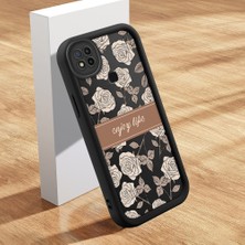 Ucuc Xiaomi Redmi 9C/10A Uyumlu Siyah Silikon Kılıf Retro Çiçek Desenli Darbeye Dayanıklı Lens Koruma