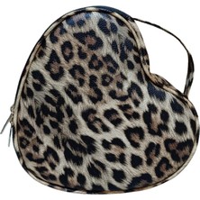 Maykis Leopar Desenli Kalp Makyaj Çantası
