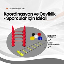PremiumPort 26 Parça Sporcu Antrenman Seti, Hız, Çeviklik ve Koordinasyon Için Ideal