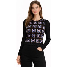 Liberty Boutique Etnik Desenli Uzun Kollu Pamuklu Kadın Bluz