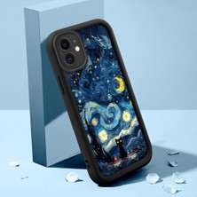 Ucuc iPhone 11 Uyumlu Siyah Silikon Kılıf Van Gogh Gökyüzü Desenli Darbeye Dayanıklı Lens Koruma