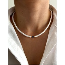 Hercy Nazar Boncuklu Ince Beyaz Fimo Kolye