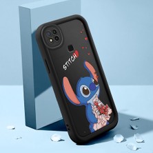 Ucuc Xiaomi Redmi 9C/10A Uyumlu Siyah Silikon Kılıf Sevimli Stitch Desenli Darbeye Dayanıklı Lens Koruma