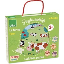 Vilac Evolutive Puzzle Çiftlik Evrimsel Puzzle, 4 Farklı Tasarım