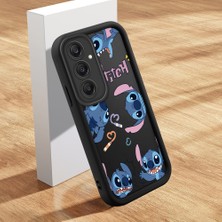 Ucuc Samsung Galaxy A25 Uyumlu Siyah Silikon Kılıf Sevimli Stitch Desenli Darbeye Dayanıklı Lens Koruma