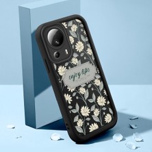 Ucuc Xiaomi 13 Lite Uyumlu Siyah Silikon Kılıf Retro Çiçek Desenli Darbeye Dayanıklı Lens Koruma