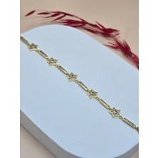 Yıldız Model Gold Kaplama Zirkon Taşlı Bileklik