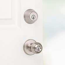 690 Polo Entry Knob And Cylinder Deadbolt Combo Pack In Satin Nickel