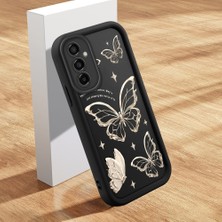 Ucuc Samsung Galaxy M23 Uyumlu Siyah Silikon Kılıf Elegan Kelebek Desenli Darbeye Dayanıklı Lens Koruma