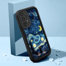 Ucuc Samsung Galaxy A73 Uyumlu Siyah Silikon Kılıf Van Gogh Gökyüzü Desenli Darbeye Dayanıklı Lens Koruma