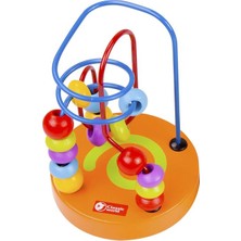 Rossie Boncuklar Koordinasyon Montessori Ahşap Mama Sandalyesi Oyuncağım - Turuncu