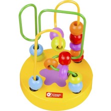 Rossie Boncuklar Koordinasyon Montessori Ahşap Mama Sandalyesi Oyuncağım - Sarı