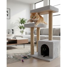 Feyza Design Çift Teraslı Kedi Tırmalama Ağır Güvenli ve Şık Tasarım