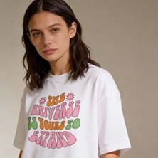 Dune Universe Expand Oversize Pamuk 3 İplik Beyaz T-shirt