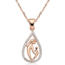 Akıllı Durak 925 Ayar Gümüş Damla Anne Çocuk Kolyesi PT0940001 (491)