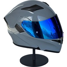 Scharf 902 Çene Açılır Motosiklet Kaskı – Güneş Gözlüklü Cement Grey (Darkblue Vizörlü)