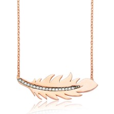 Akıllı Durak 925 Ayar Gümüş Kuş Tüyü Kolye PT2610121 (491)