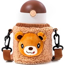 PremiumPort Sevimli Hayvanlar 300ML Peluş Kılıf Çelik Çocuk Termos Matarası