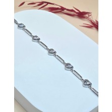 Zirkon Taşlı Silver Kalp Model Bileklik