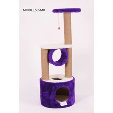 Feyza Design Yuvalı Katlı Kedi Tırmalama Parkı Mor 112 Cm, Eğlenceli ve Dayanıklı