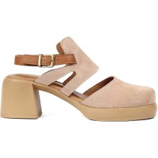 Celal Gültekin Kadın Pudra Kalın Topuklu Süet Deri Sandalet