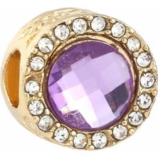 Kumi Bileklik Ve Kolye Yuvarlak Taşlı Gümüş Kaplama Charm