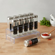 Skygo 12’li Metal Kapaklı Cam Baharatlık Seti, 80ML, 110ML ve 170ML Boyut Seçenekli, Etiket Hediyeli Silindir Baharat Takımı, Modern Mutfak Düzenleyici Kavanoz Seti (170ML- 12 Adet)