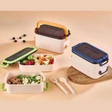 Skygo Beslenme Kutusu 1200 ml 2 Katlı Bölmeli Bpa'sız Pp Plastik Sefer Tası ve Beslenme Çantası - Lunch Box, Çatal Kaşık Dahil Okul Beslenme