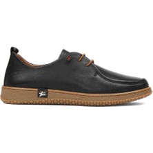 Celal Gültekin Kadın Siyah Bağcıklı Deri Ayakkabı