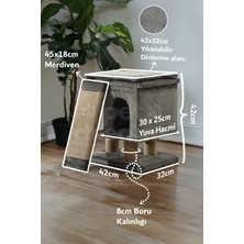 Feyza Design Konforlu Kedi Tırmalama ve Dinlenme Alanı, Yuvalı, Merdivenli, Minderli