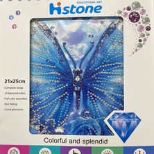 Elegantshop 5d Yapışan Boncuk Goblen Mozaik Tablo Pano 21*25 cm Mavi Kelebek