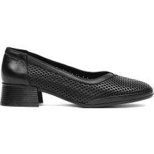 Celal Gültekin Kadın Siyah Kısa Kalın Topuklu Deri Ayakkabı