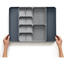 Skygo Drawerstore Mutfak Çekmecesi Organizatör Tepsisi, Gümüş Çatal Bıçak Takımı ve Aletler Için, Genişletilebilir, Gri