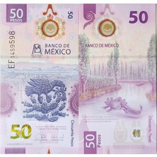 Banknoting Meksika 50 Peso 2024 Hatıra-Bank Of Mexıco 100.YIL-AXOLOTL Temalı. Polymer Çil.