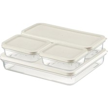 Skygo Çok Parçalı Saklama Kabı Seti, 4800 ml Toplam Hacim, 4 Parça (Beyaz)