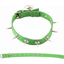Dokuma Çivili Köpek Boyun Tasması - 4*70 cm - Yeşil