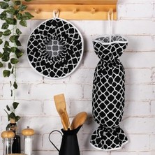 Skygo 6 Parça Mutfak Seti & Mutfak Önlüğü, Fırın Eldiveni, 2li Tutacak, Organizer Poşetlik, Demlematik Siyah