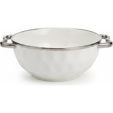 Gfsmore Porselen Silver Yuvarlak Sunumluk 20X20X9 cm